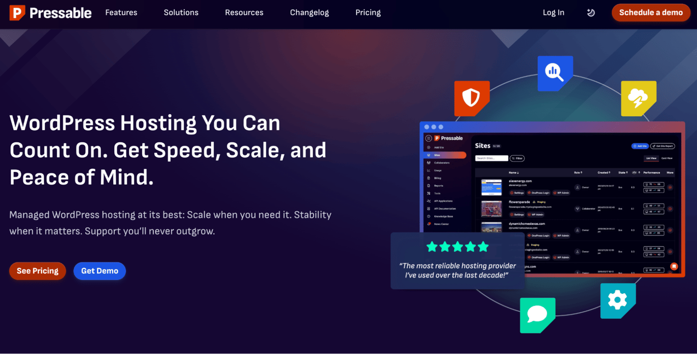 Pressable landing page