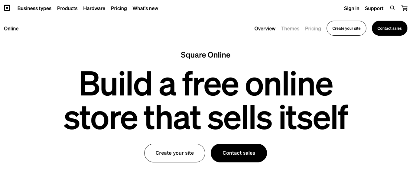 Square website builder landing page
