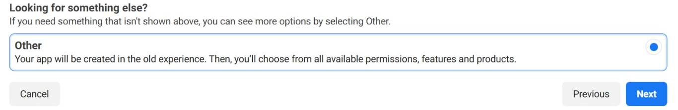 The Other option for the Meta app use case
