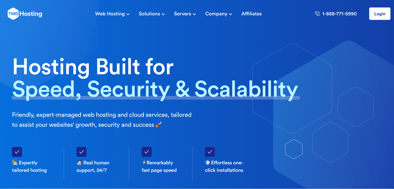 TMD Hosting landing page