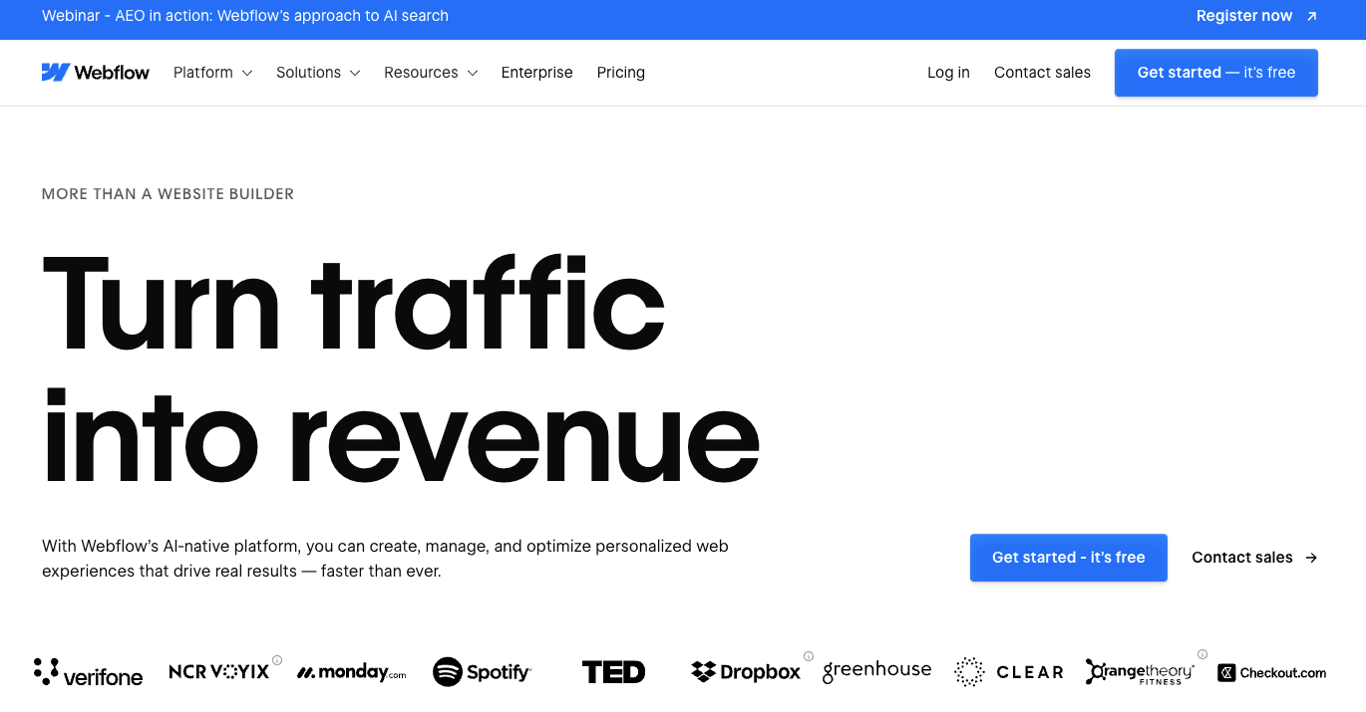 Webflow landing page