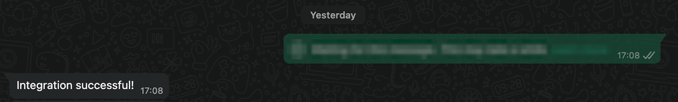 The WhatsApp test number sends a response based on the n8n workflow configuration