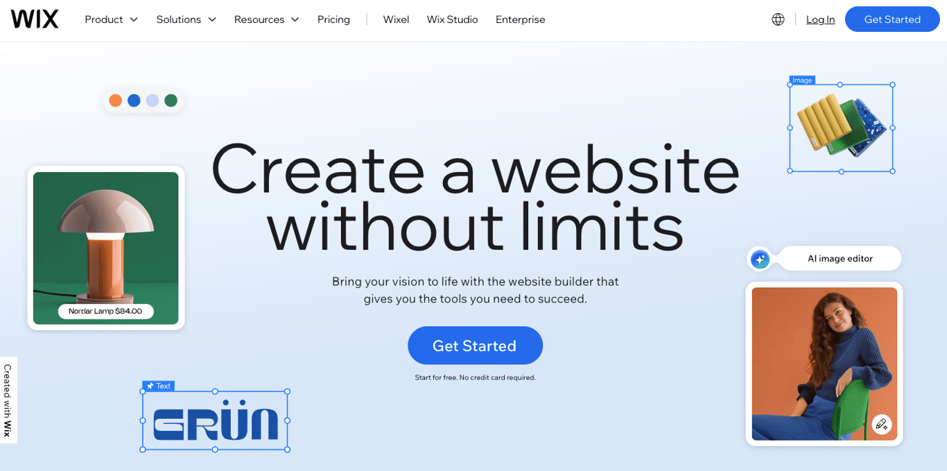 Wix landing page