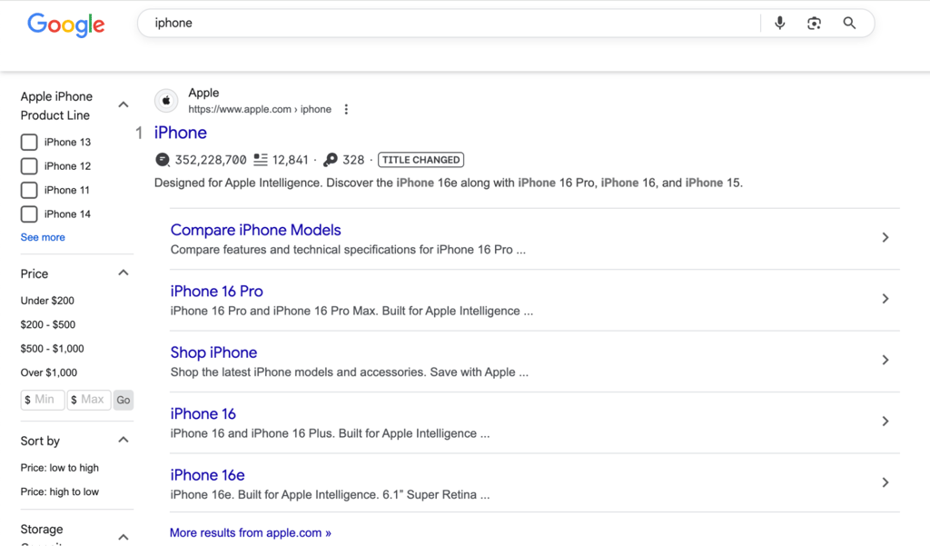Example of rich results on Google