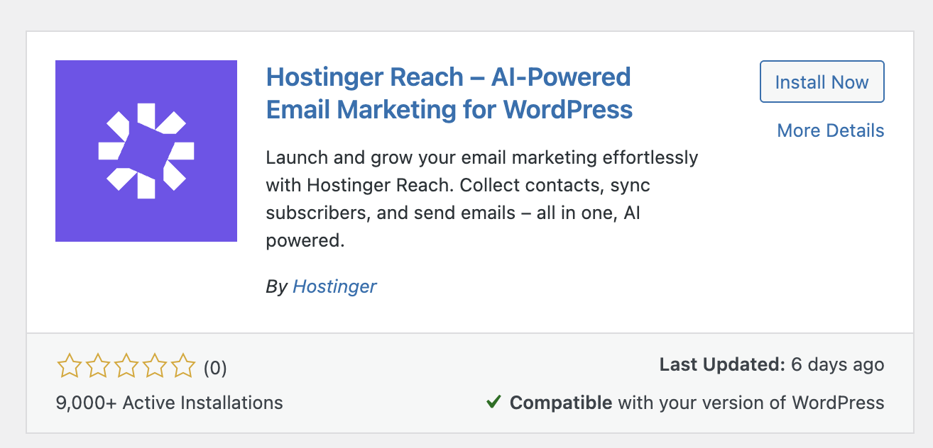 hostinger reach plugin WP