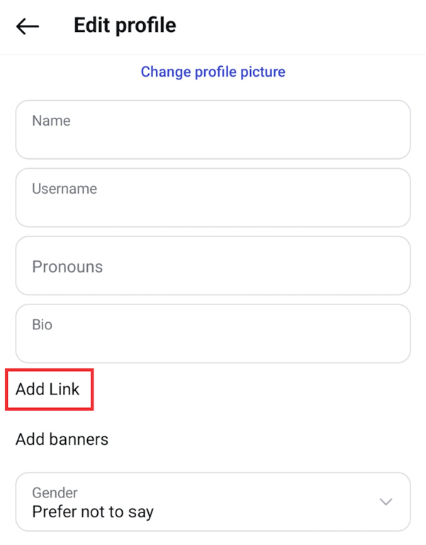 Instagram profile editing dashboard