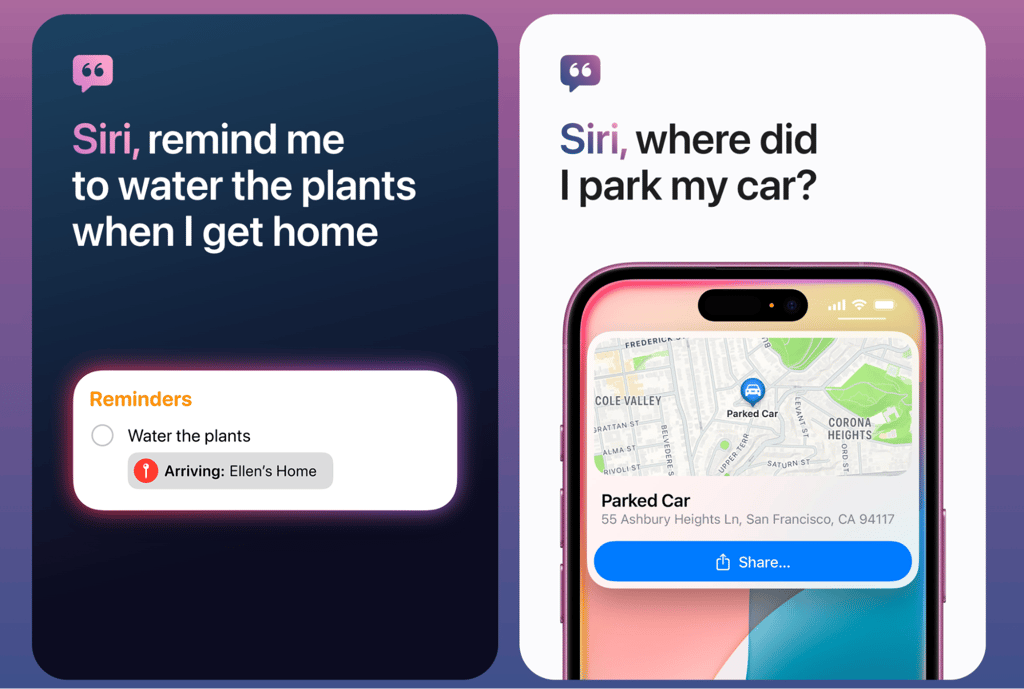 Mockup of Siri in action