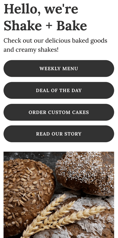 Example link-in-bio page for local bakery
