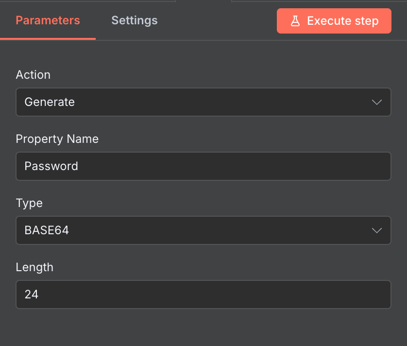 The Crypto node configuration for generating random passwords