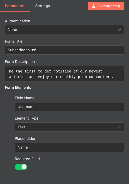 The On form submission node configuration