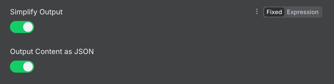 The OpenAI node's Output content as JSON setting