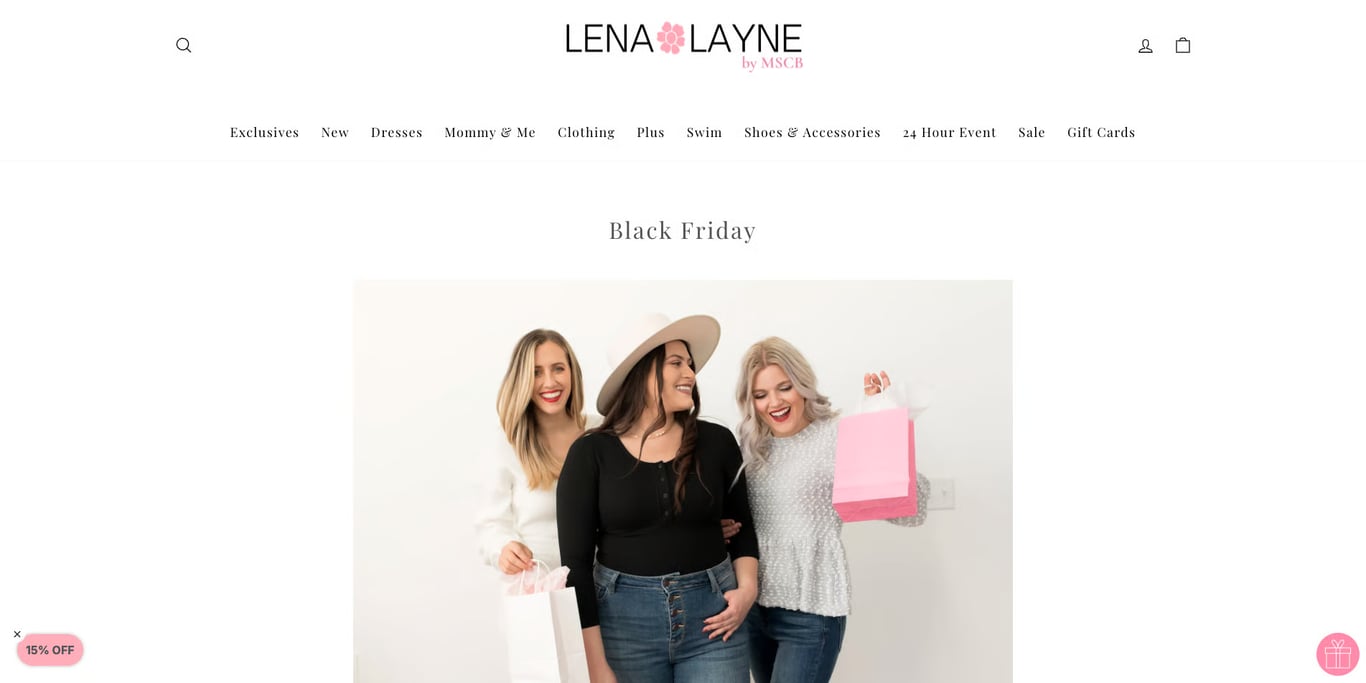 Lena Layne Black Friday landing page