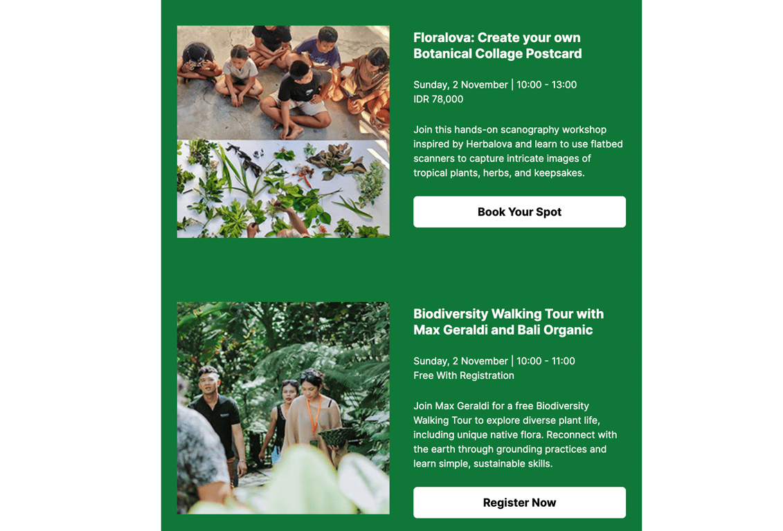 F-shaped pattern example on Ubud Writers & Readers Festival's newsletter