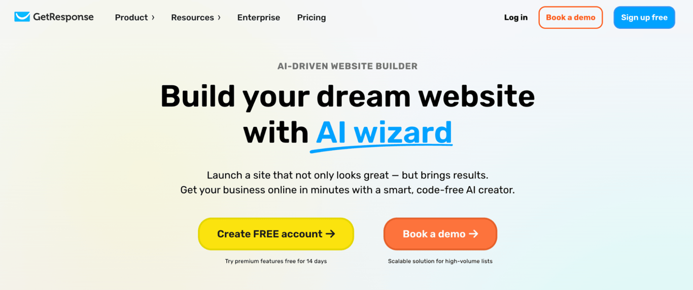 GetResponse landing page