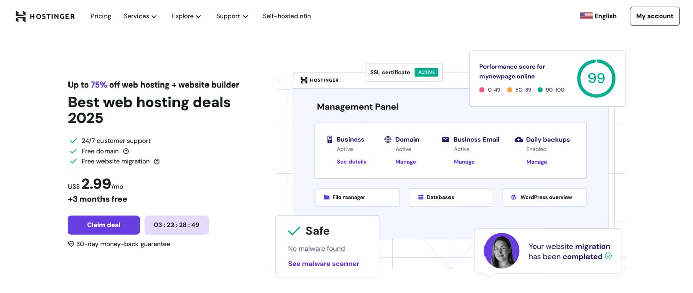 Hostinger Black Friday landing page