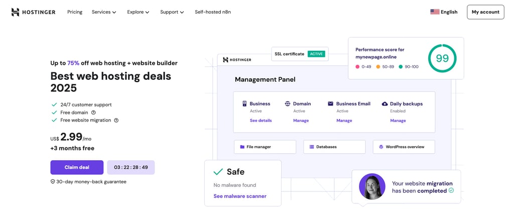 Hostinger Black Friday landing page