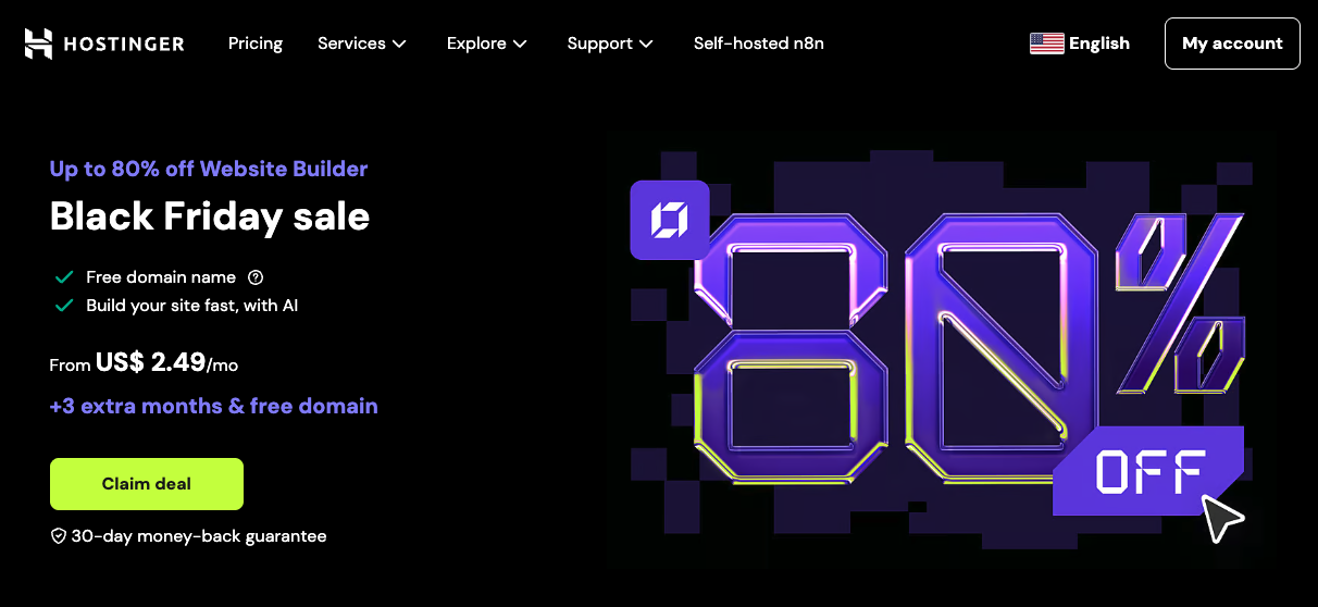 Hostinger website builder landing page