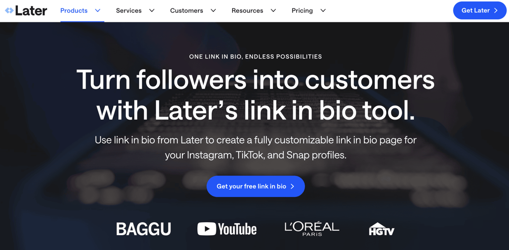 Homepage of Linkin.bio