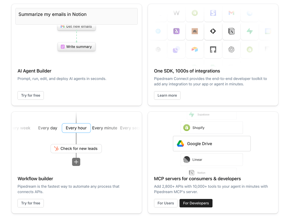 Pipedream's homepage