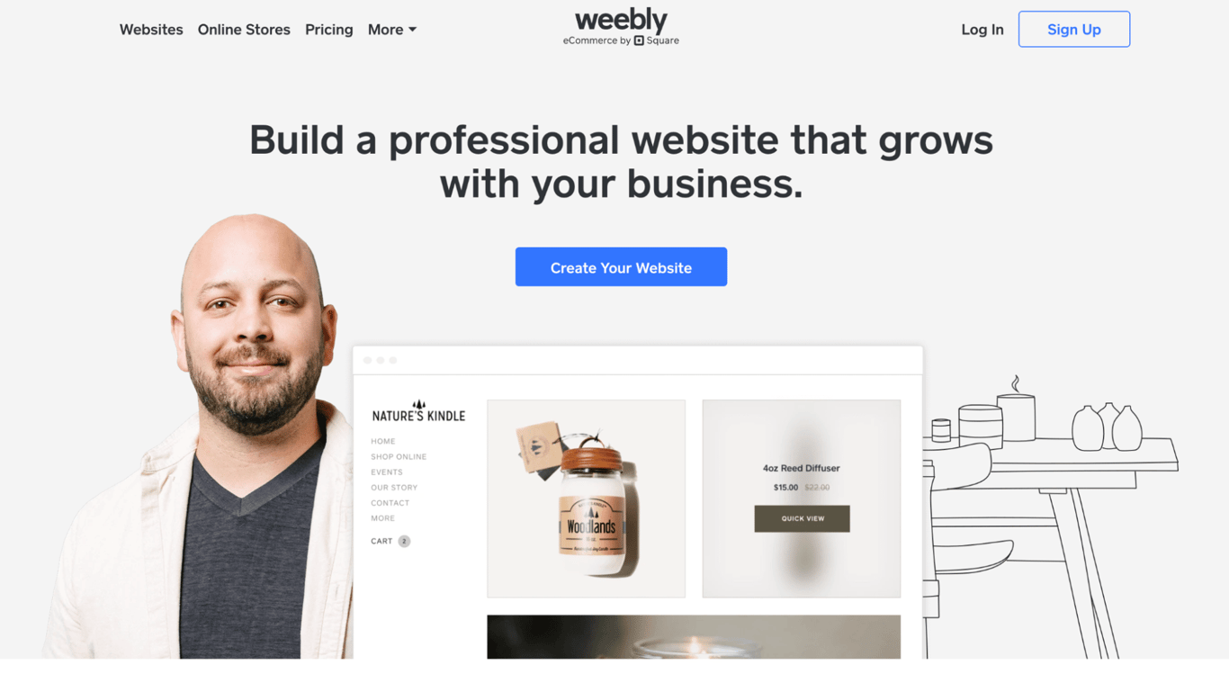 Screenshot of Weebly website