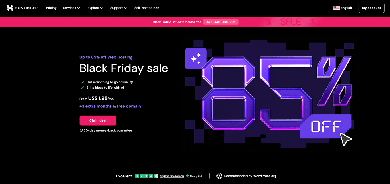 Hostinger web hosting landing page