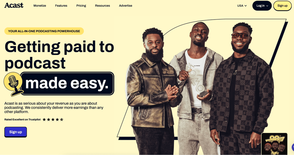Acast landing page