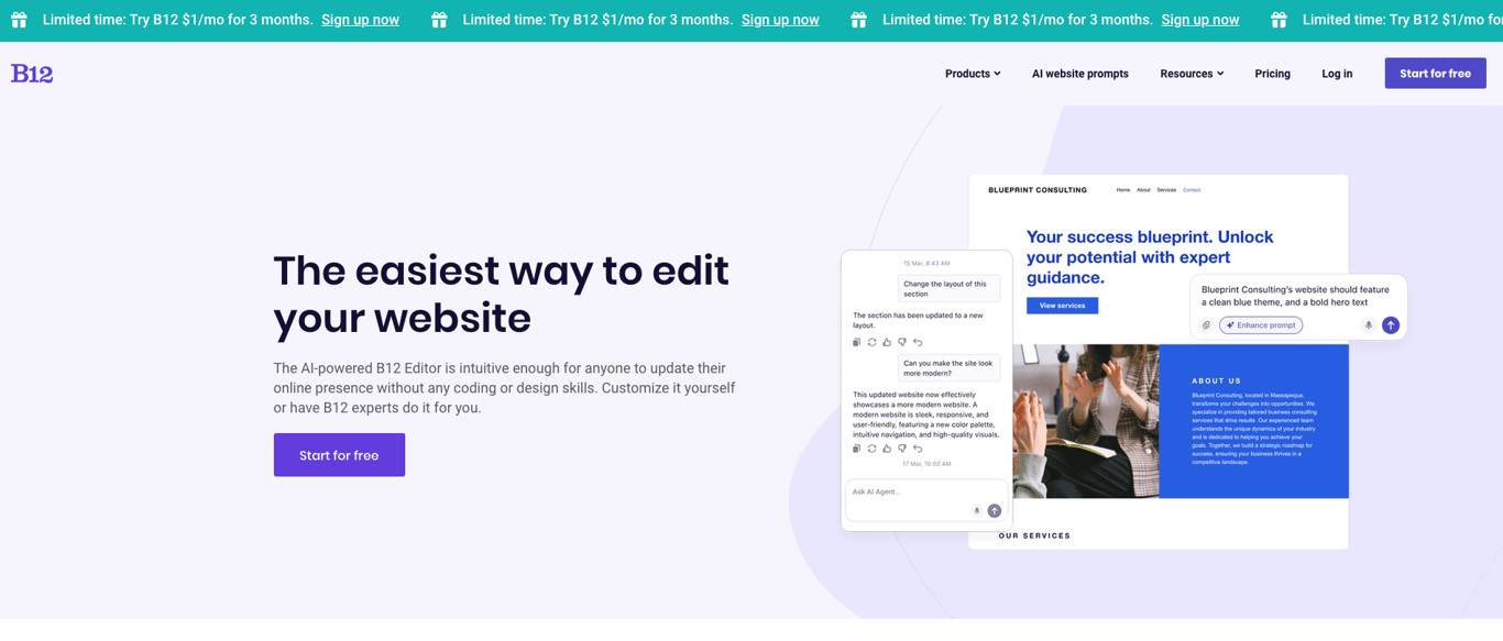 B12 website screenshot