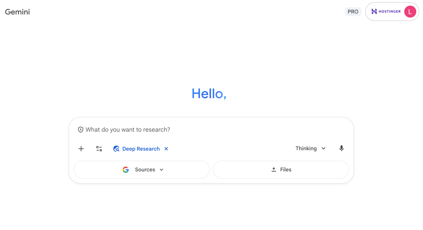 Gemini's Deep Research tool