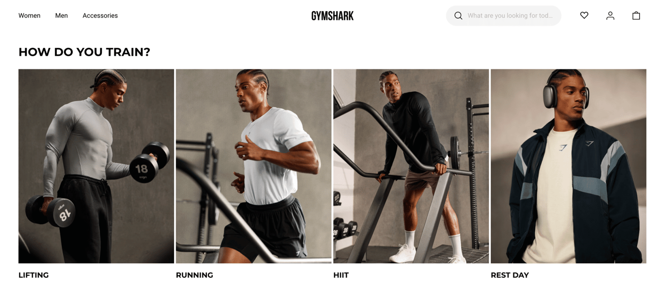 Gymshark's web page