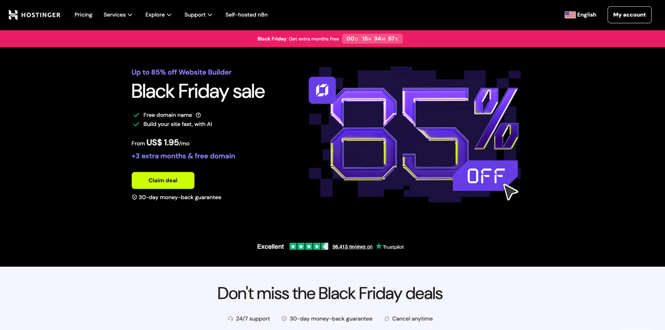 Hostinger website builder website screenshot