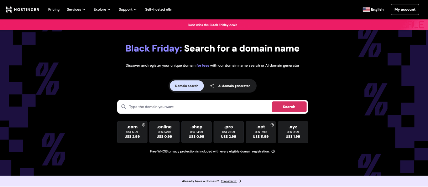 Hostinger website screenshot