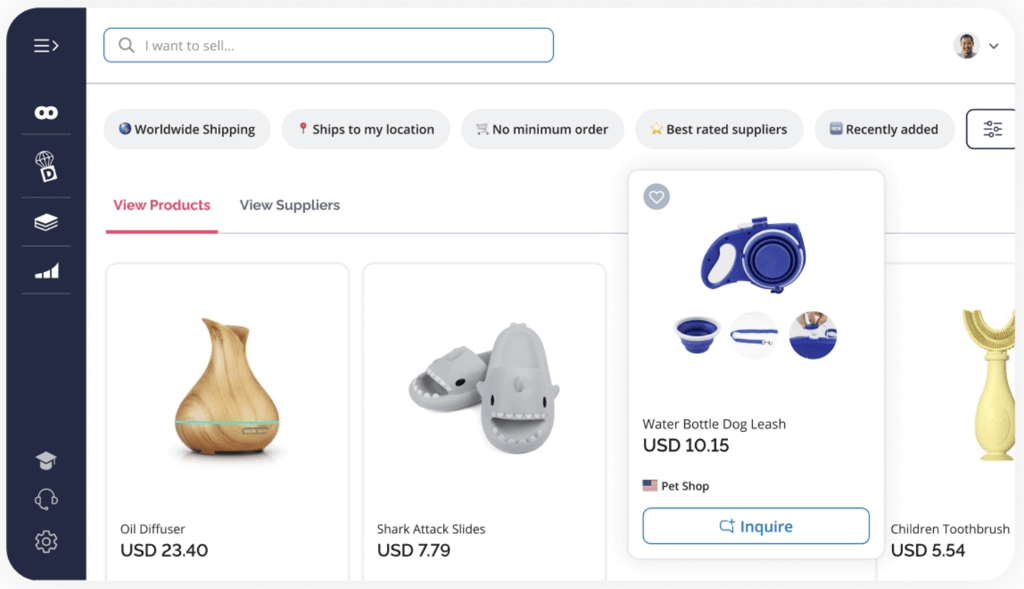 Products and supplier dashboard in SaleHoo