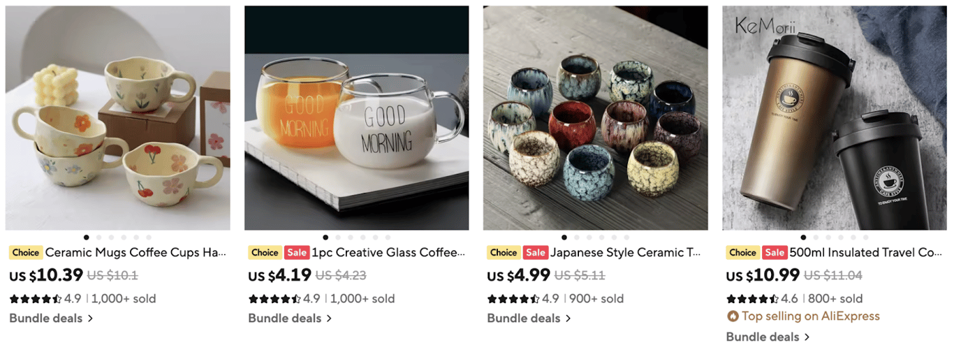 Mugs for sale on AliExpress