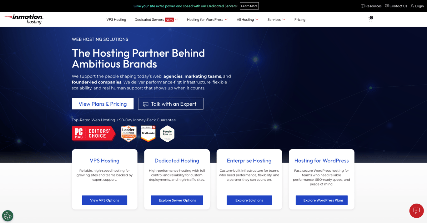 InMotion Hosting website screenshot 