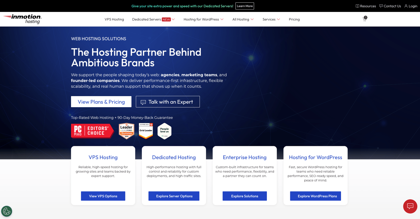 InMotion Hosting website screenshot