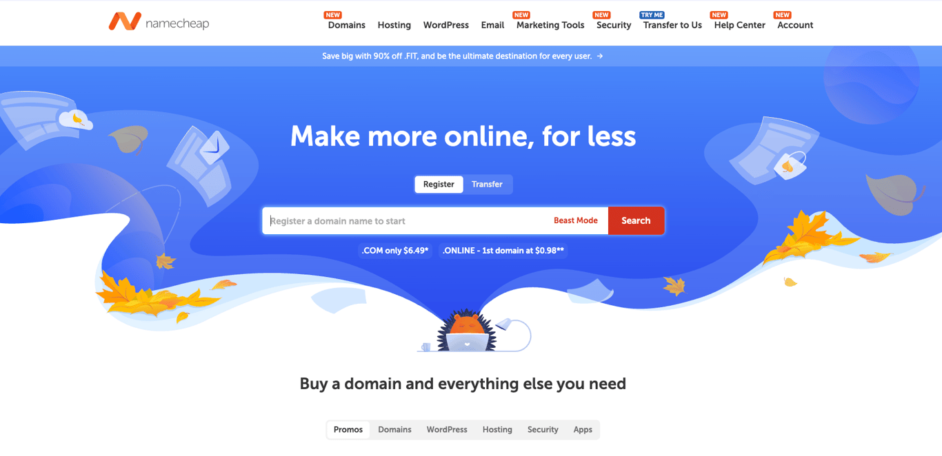 Namecheap website screenshot