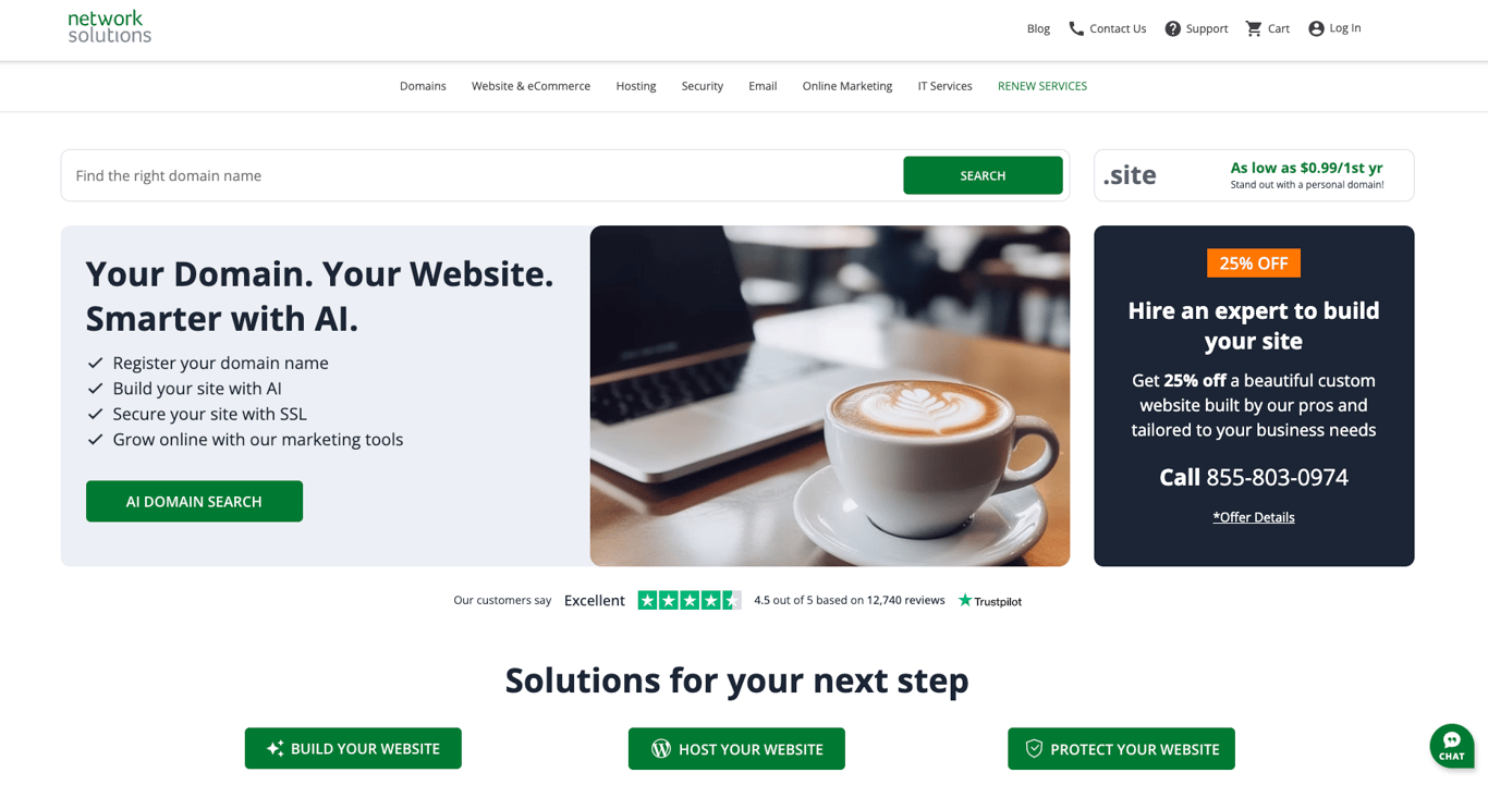 Network Solutions website screenshot