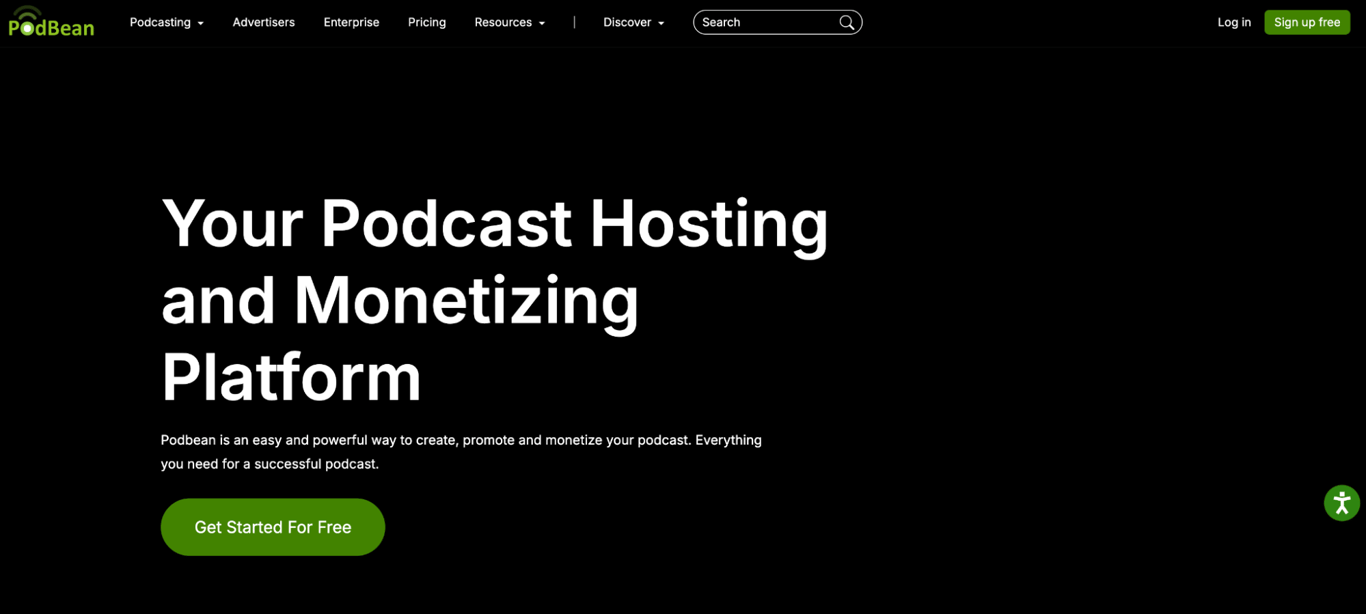 Podbean landing page