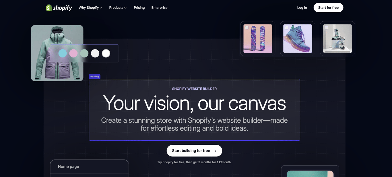 Shopify website screenshot