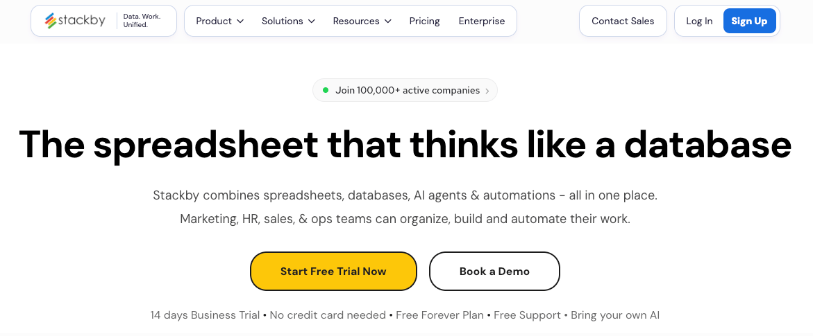Stackby landing page