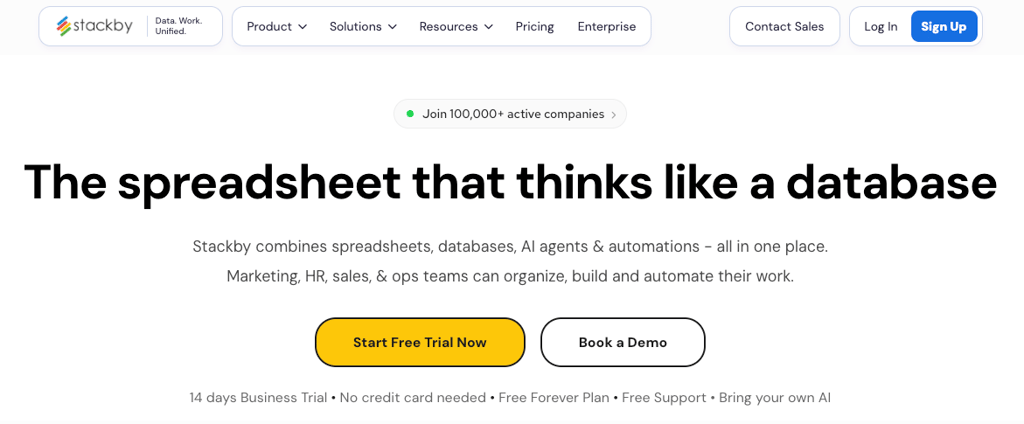 Stackby landing page