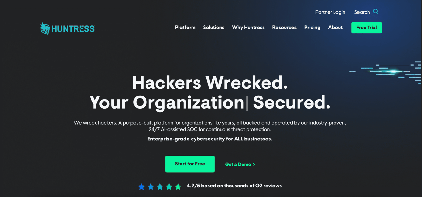 Huntress landing page