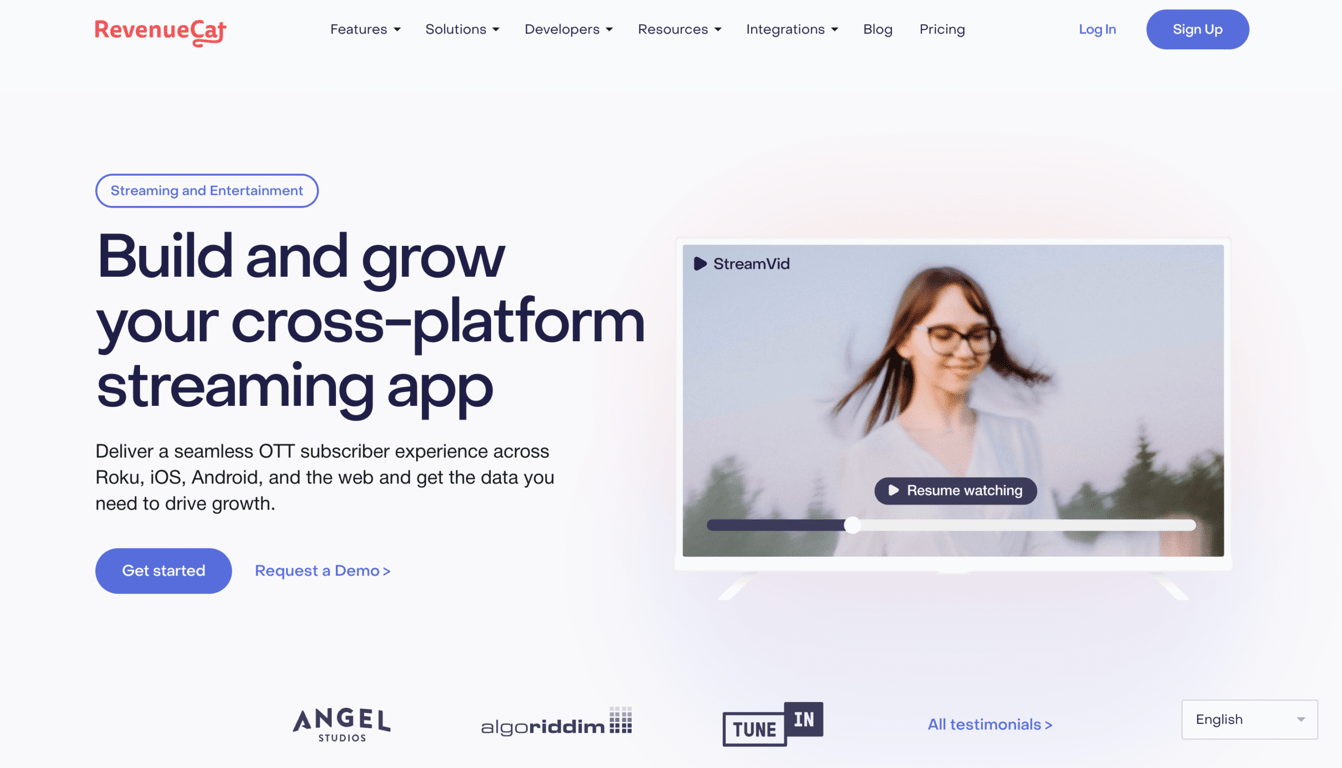 RevenueCat landing page