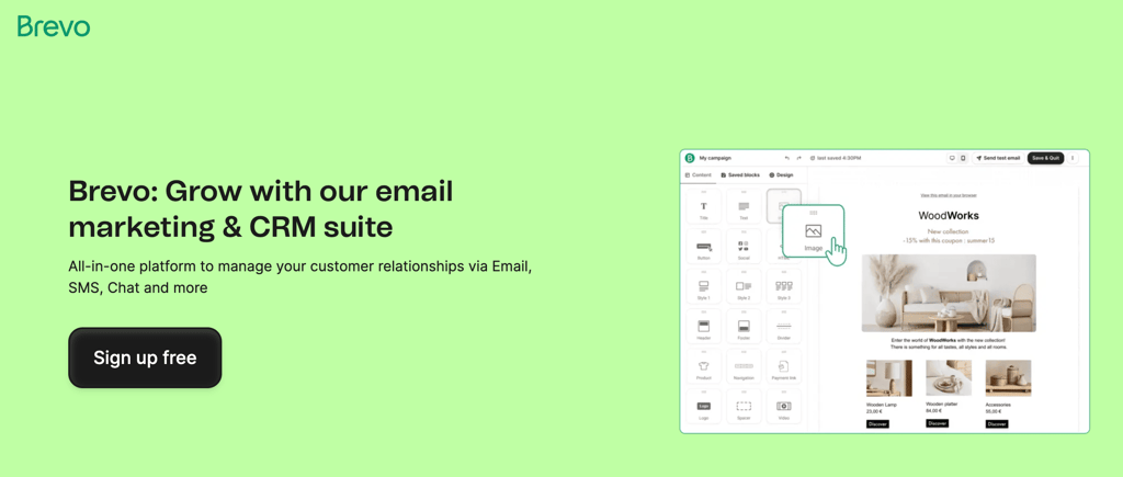 Homepage of Brevo