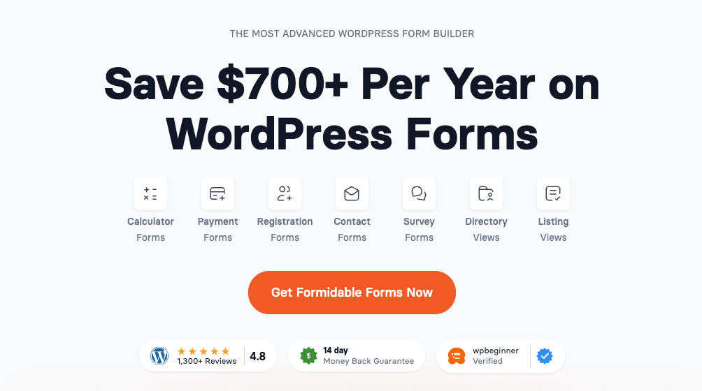 Formidable Forms landing page