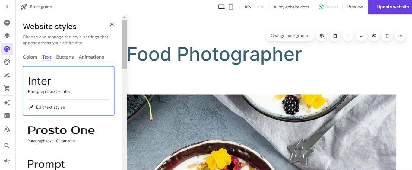 Hostinger Website Builder interface