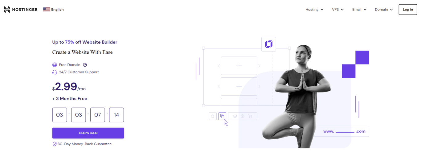 Hostinger Website Builder landing page