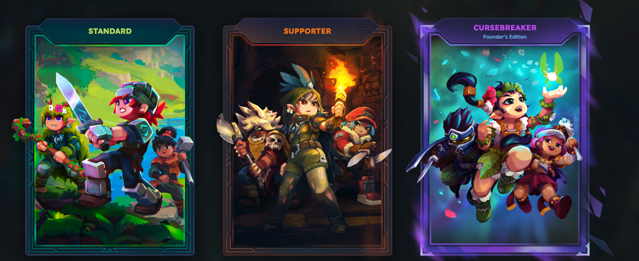 Hytale pricing page showing "Standard," "Supporter" and "Cursebreaker" pricing tiers