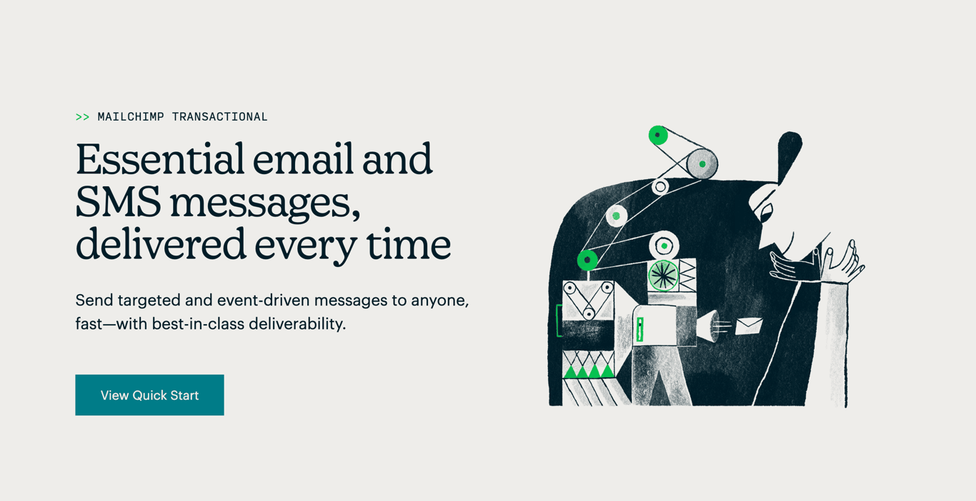 Product page of Mailchump Transactional