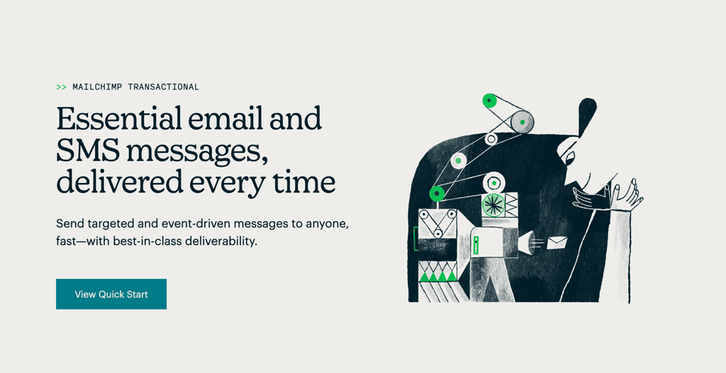 Product page of Mailchump Transactional